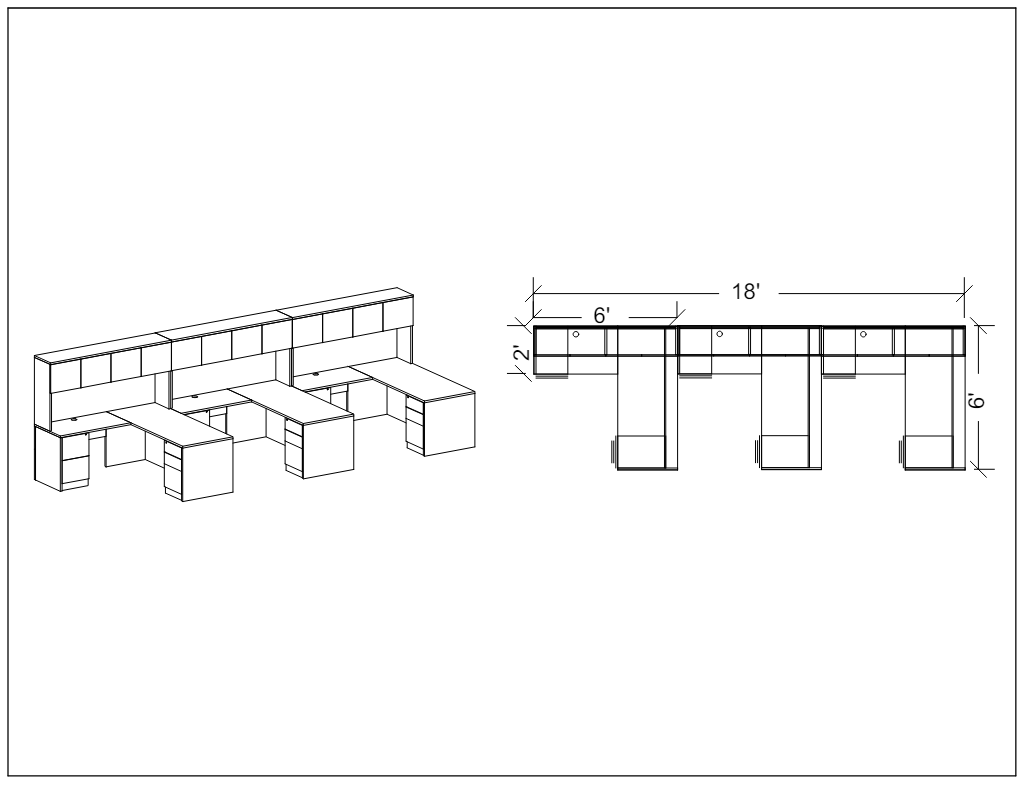Modern Workstation Pack of 3 with Storage