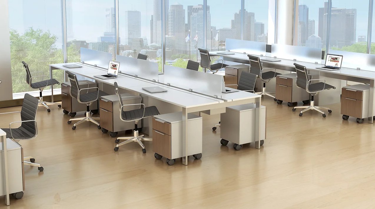 Apex Series Typical AP16 Benching with Storage - Wholesale Office Furniture