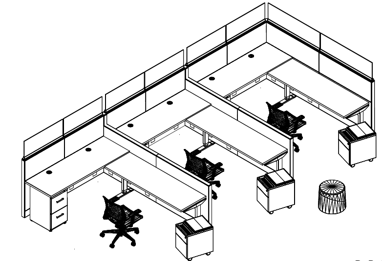 Interra Workstations by Friant - (6 pack, 45" panel walls, 6'x8') - Wholesale Office Furniture