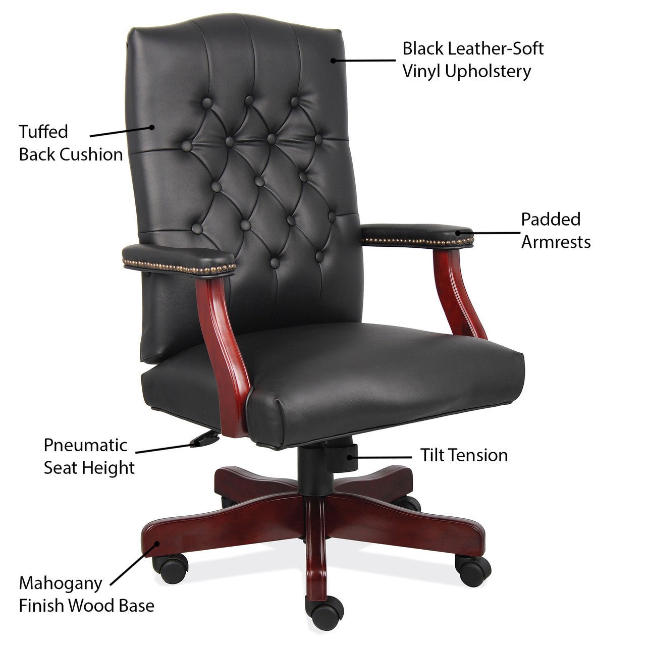 Lancaster Executive Chair - Wood Arms - Wholesale Office Furniture