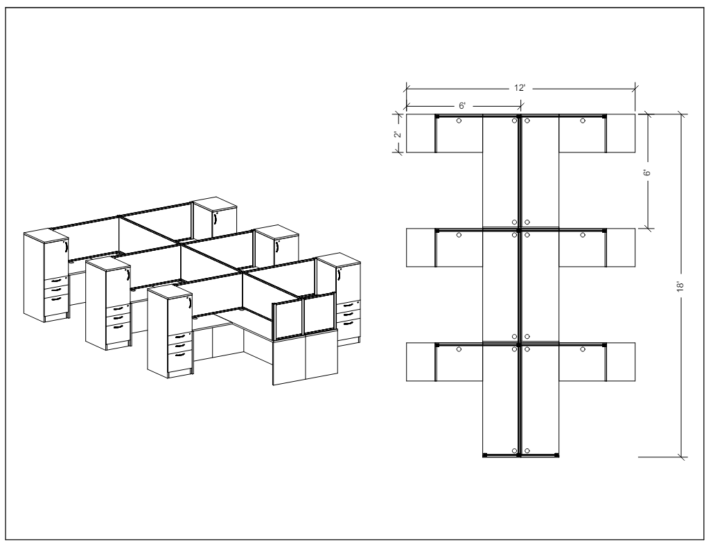 PanelX Modern Workstation Pack of 6 with Storage - Wholesale Office Furniture