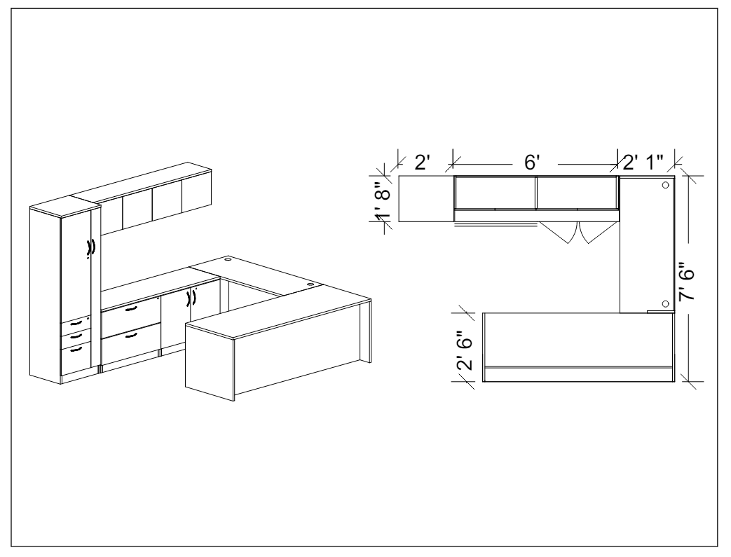 Savoy U Shape Desk with Upper and Lower Storage-Typical 109 - Wholesale Office Furniture