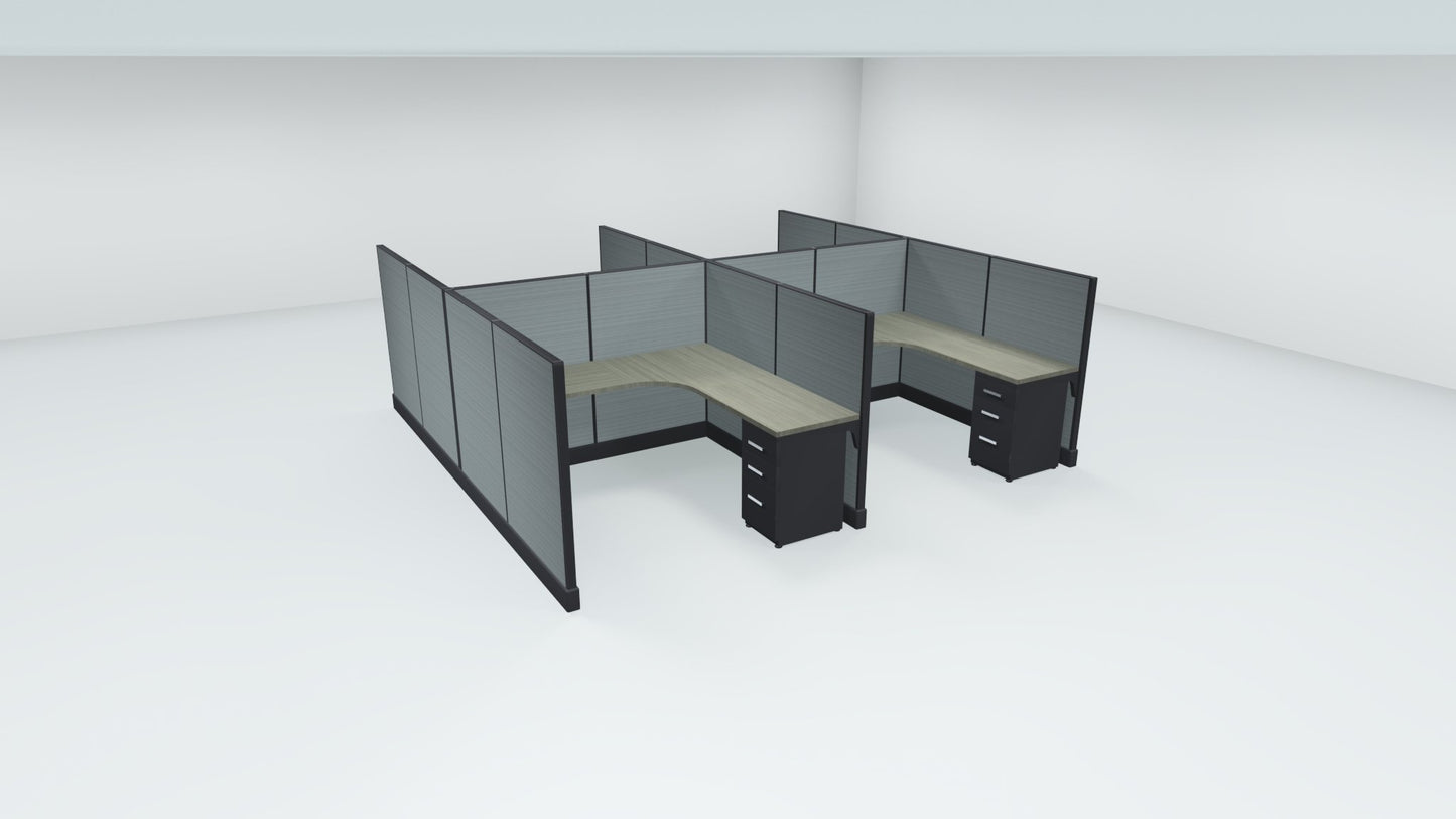 System 2 Cubicles by Friant - (6x6, 4 Pack, 53"H) - Wholesale Office Furniture