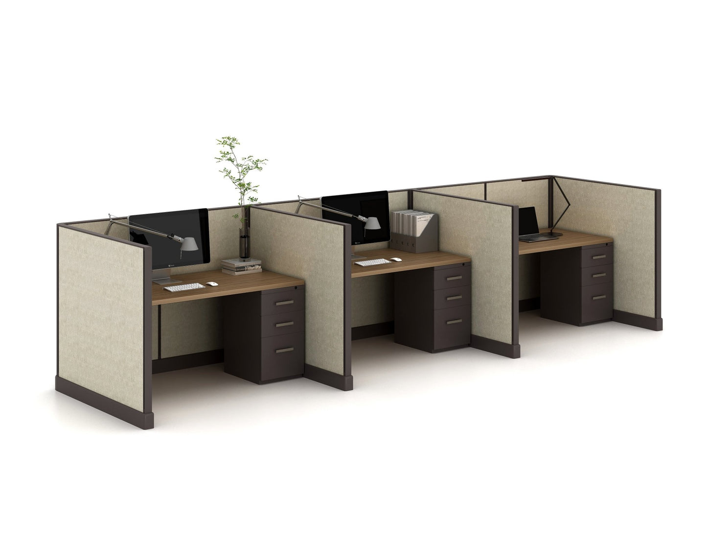 Systems 2 Call Center Cubicles by Friant - (6 Pack, 4x4, 39"H Panel Walls) - Wholesale Office Furniture