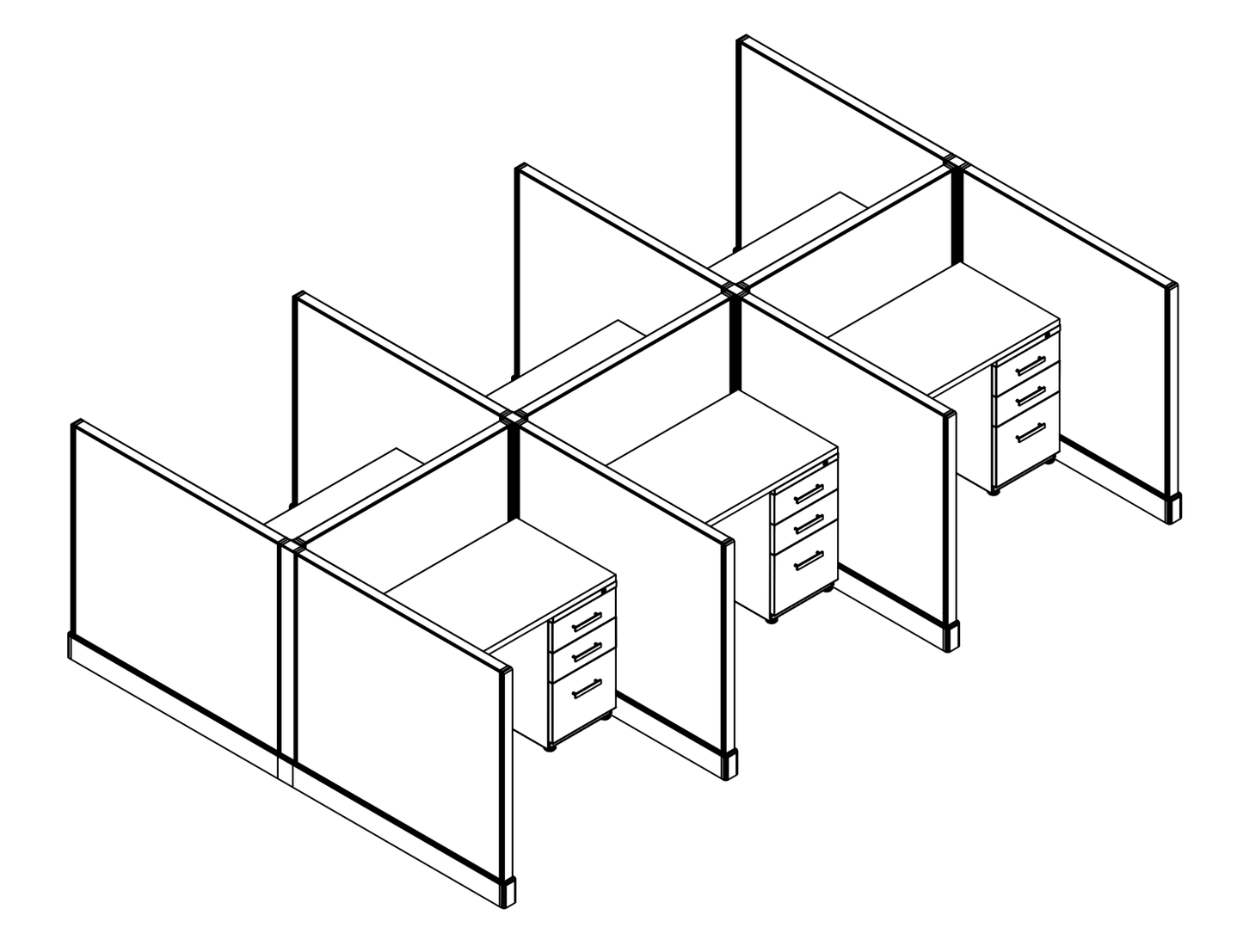 Systems 2 Call Center Cubicles by Friant - (6 Pack, 4x4, 39"H Panel Walls) - Wholesale Office Furniture