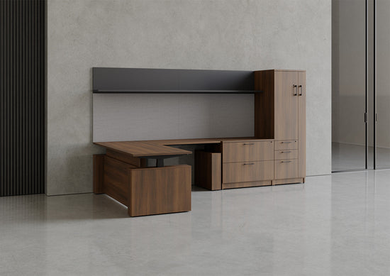 Modern Shape Desk with Upper and Lower Storage - Typical 166 - Wholesale Office Furniture