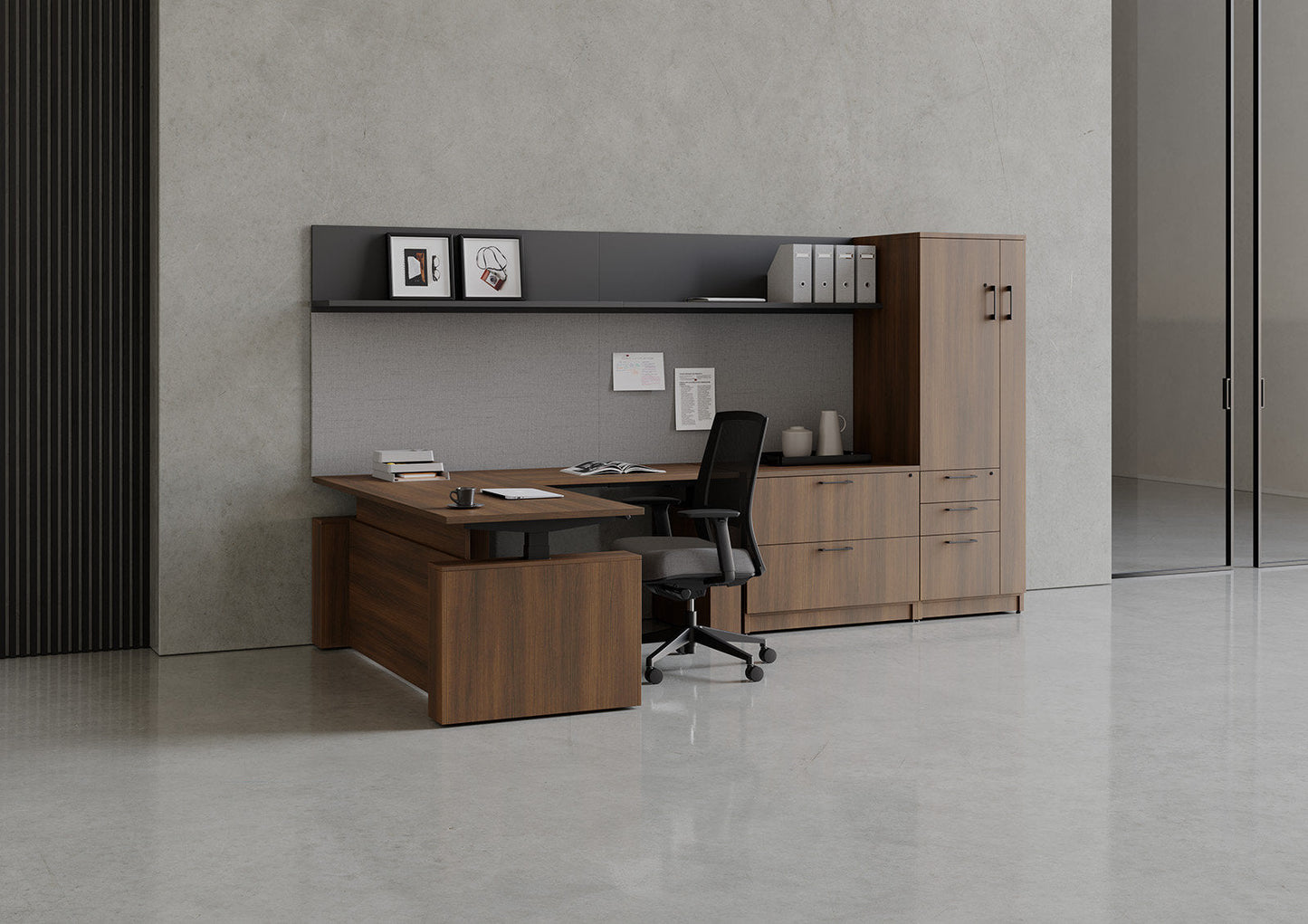 Modern Shape Desk with Upper and Lower Storage - Typical 166 - Wholesale Office Furniture