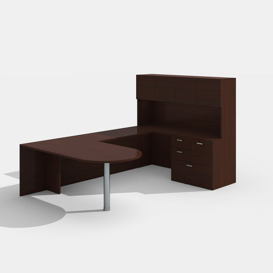 Load image into Gallery viewer, Amber Bullet Shaped Executive Office Desk w/ Resting Hutch &amp;amp; Combo File by Cherryman Industries
