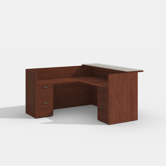 Amber 6x6 Reception Desk w/ Glass Topper by Cherryman Industries