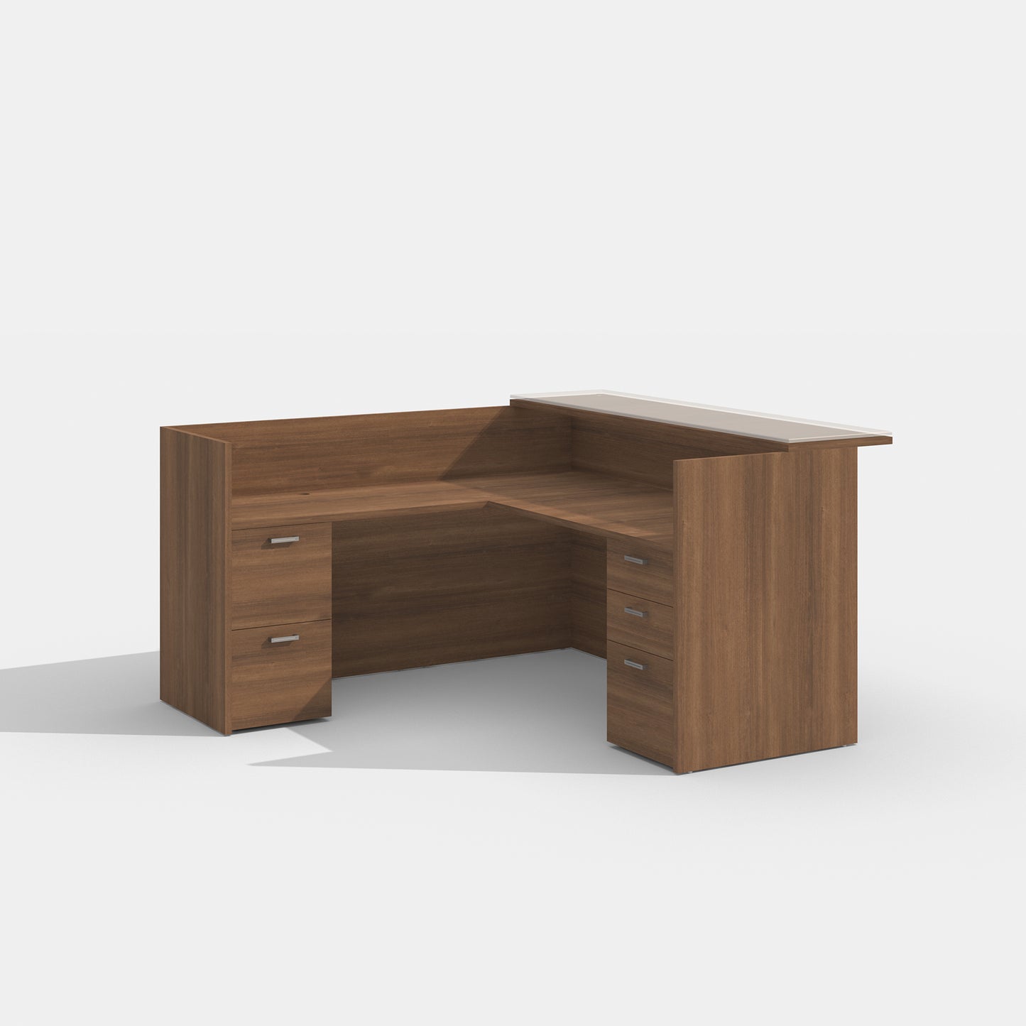 Amber 6x6 Reception Desk w/ Glass Topper by Cherryman Industries