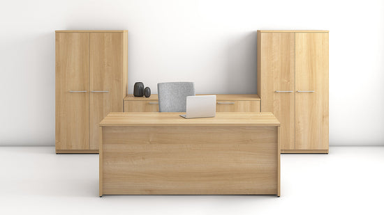 Load image into Gallery viewer, Concept 400e Executive Desk by GroupeLacasse (QS-Plan-01) - Wholesale Office Furniture
