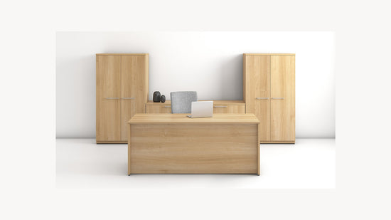 Load image into Gallery viewer, Concept 400e Executive Desk by GroupeLacasse (QS-Plan-01) - Wholesale Office Furniture
