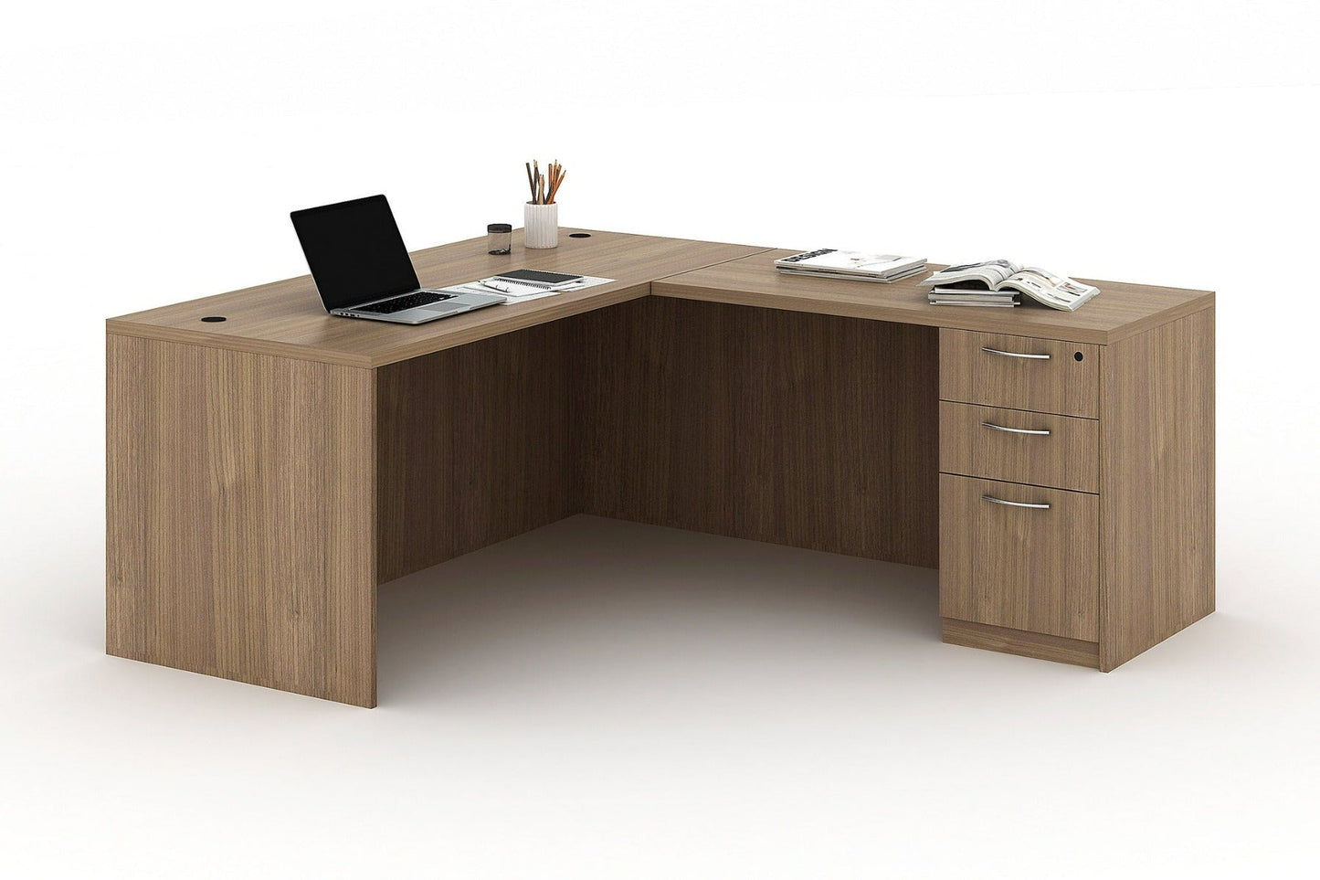 Load image into Gallery viewer, Gitana L Shaped Desk w/ Pedestal by Friant (6x6) - Wholesale Office Furniture
