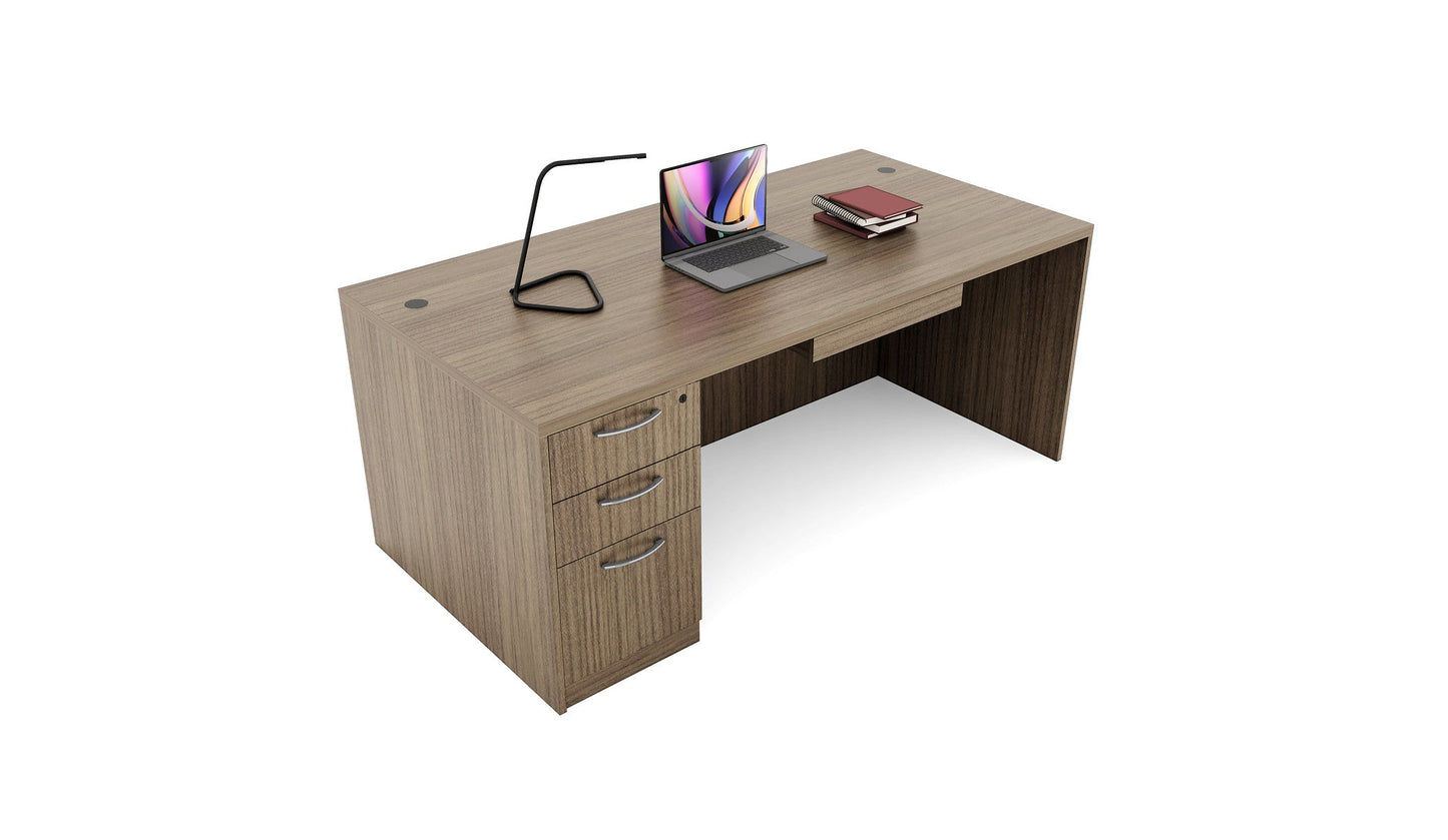 Load image into Gallery viewer, Gitana Office Desk w/ Pedestal &amp;amp; Pencil Drawer by Friant - Wholesale Office Furniture

