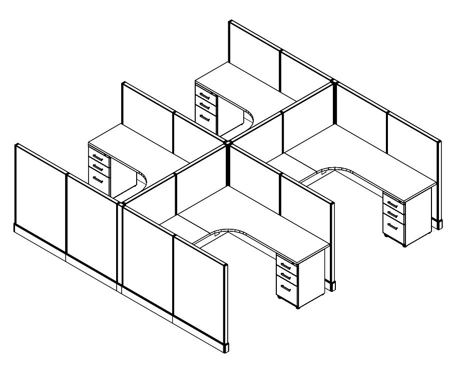 System 2 Cubicles by Friant - (6x6, 4 Pack, 53