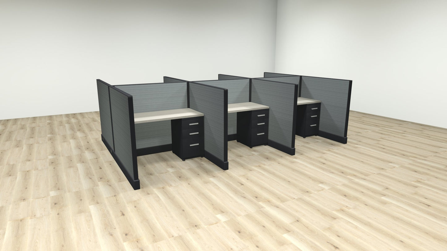 Systems 2 Call Center Cubicles by Friant - (6 Pack, 4x4, 39"H Panel Walls) - Wholesale Office Furniture