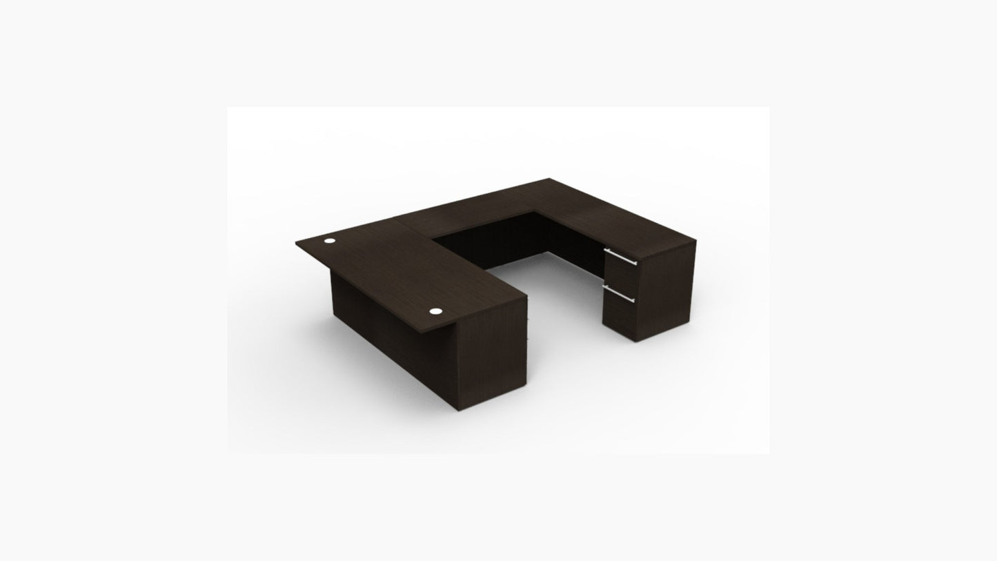 Verde U Shape Executive Office Desk w/ Storage by Cherryman Industries - Wholesale Office Furniture