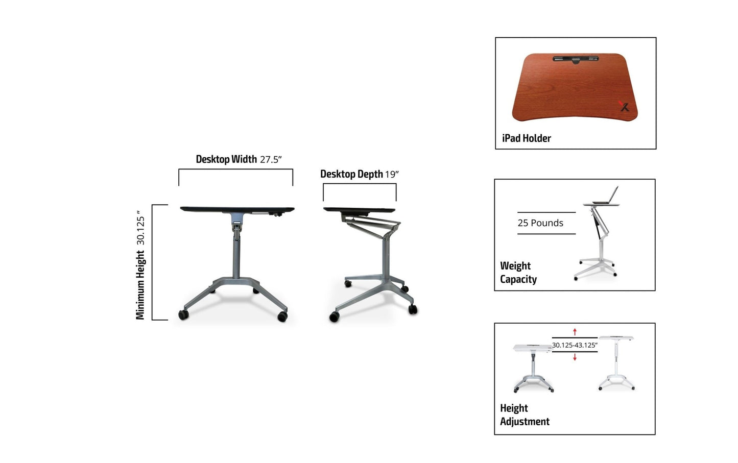 X-Table Mobile Height Adjustable Desk by XChair - Wholesale Office Furniture